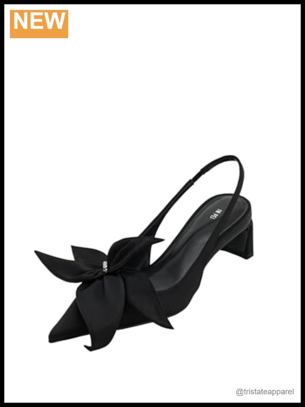 Satin Slingback Pumps with Floral Appliques & Bow